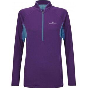 Ron Hill Women's Trail Long Sleeve 1/2 Zip - Wildberry & Aqua - US M